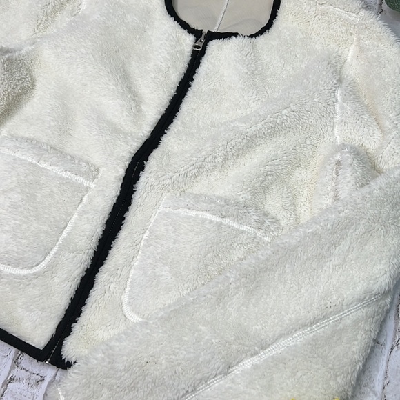 J Crew Early 2000s Sherpa Fleece Cropped Jacket Small S Y2K - Picture 2 of 5